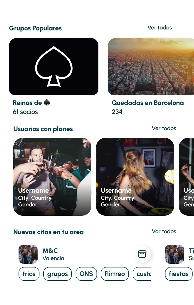 Descubre grupos, citas y fiestas